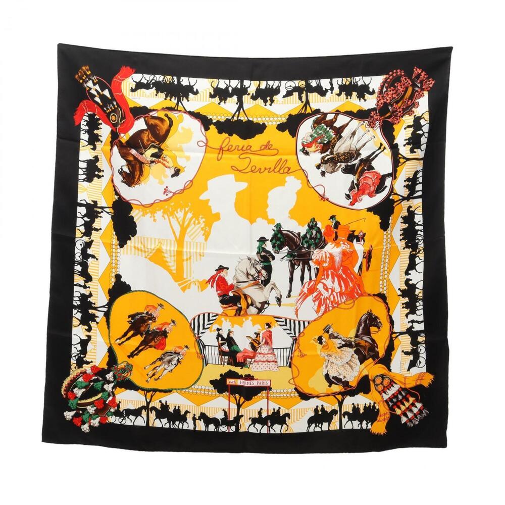 HERMES Black Silk Scarf